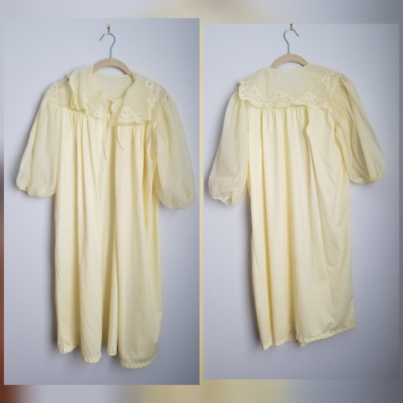 Vintage Gilbreath yellow nightgown long cape - Picture 1 of 7